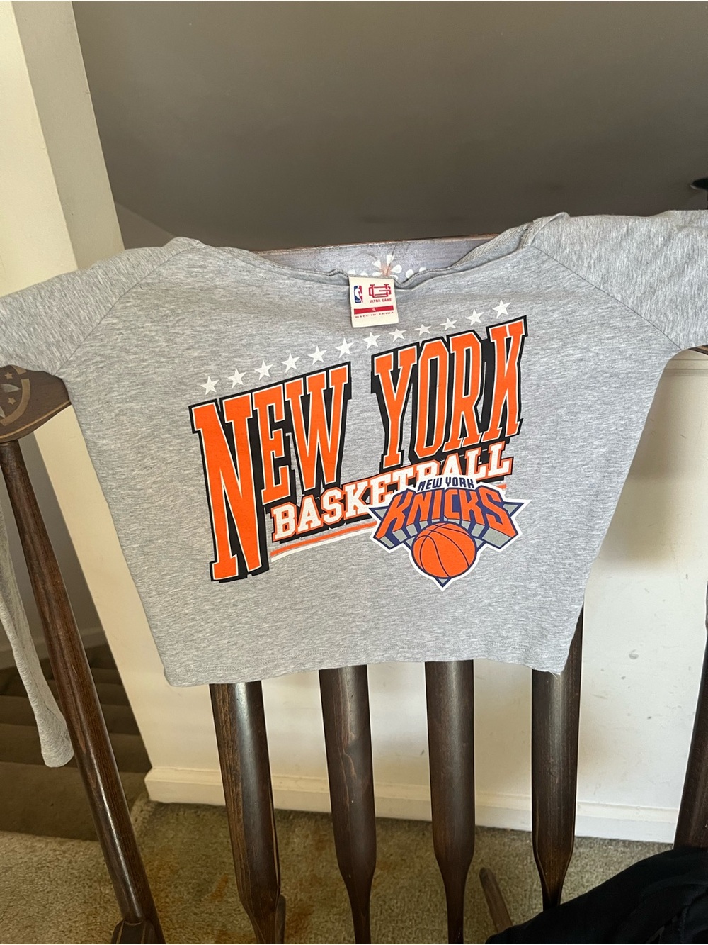 Fashion Nova Gray Sweatshirt with Orange New York Basketball Graphic